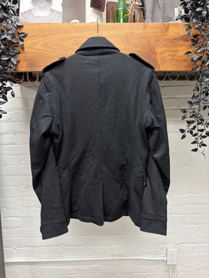 2000s Mihara Yasuhiro Black Wool Military Inspired Coat with Shoulder Epaulettes