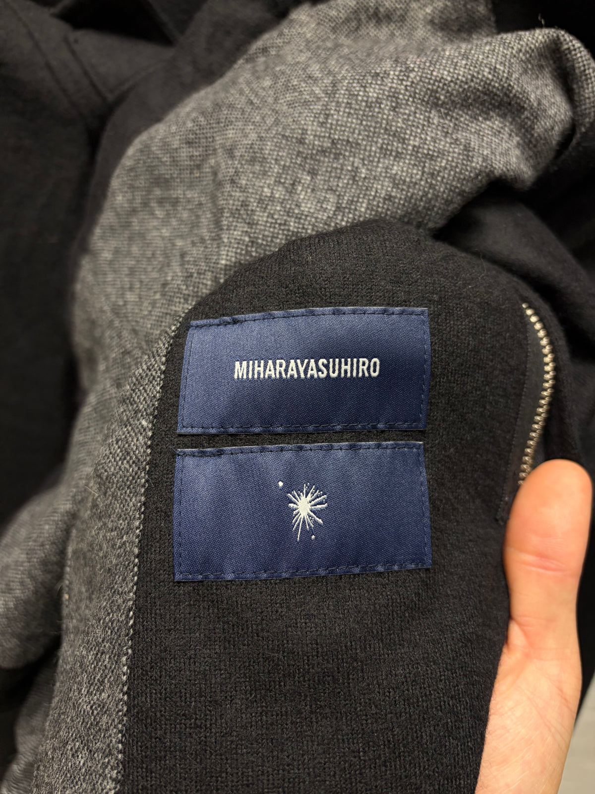 2000s Mihara Yasuhiro Black Wool Military Inspired Coat with Shoulder Epaulettes