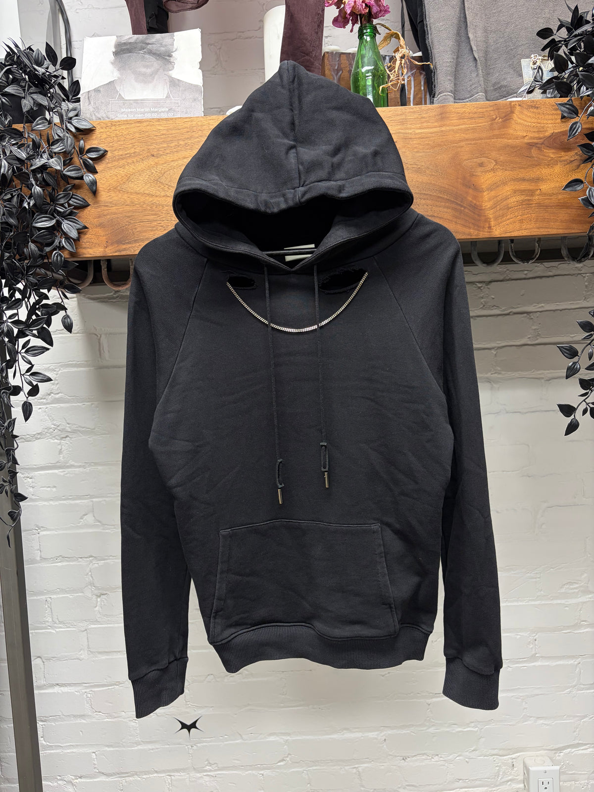 2013 Saint Laurent by Hedi Slimane ‘Chain Distressed’ Black Pullover Hoodie