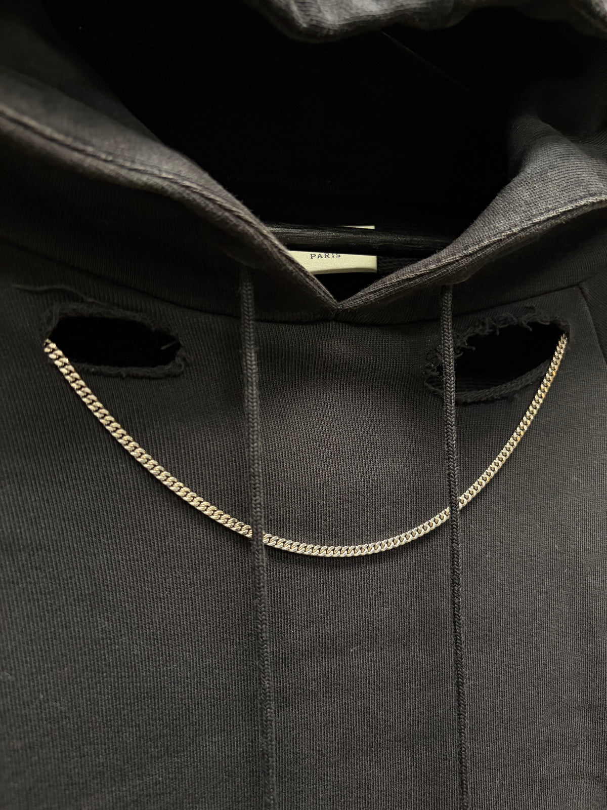 2013 Saint Laurent by Hedi Slimane ‘Chain Distressed’ Black Pullover Hoodie