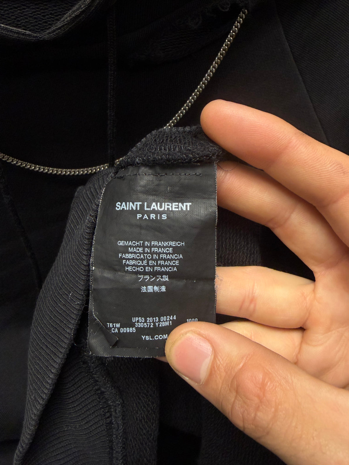2013 Saint Laurent by Hedi Slimane ‘Chain Distressed’ Black Pullover Hoodie