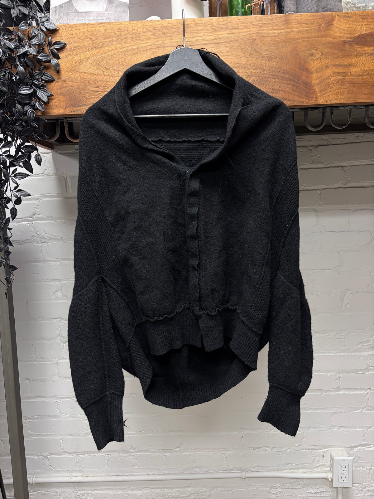Yohji Yamamoto Y’s Black Wool Shawl Cardigan