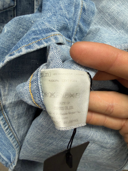 Number (N)ine Washed Blue Pearl Button Snap Denim Shirt