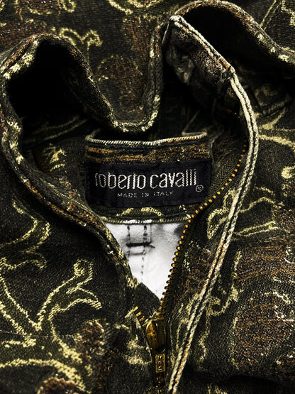 1990’s Roberto Cavalli Porcelain Vase Tapestry Print Denim