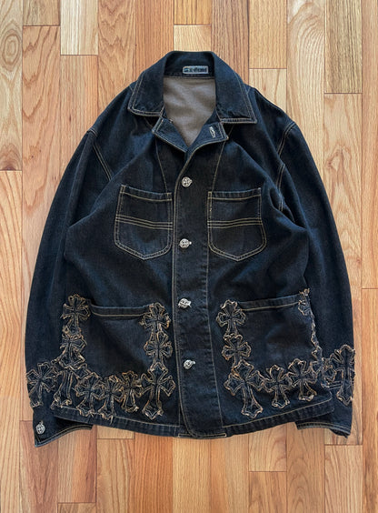 A&G Rock n’ Roll Couture Cross Patch Denim Chore Jacket