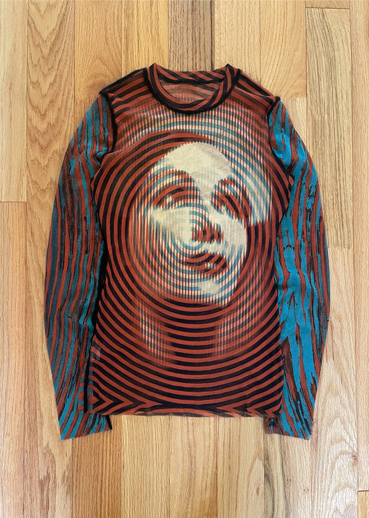 AW2001 Jean Paul Gaultier Marlene Dietrich Mesh Long Sleeve Top