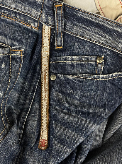 Marithe Francois Girbaud Boot Cut Leather Darted Denim