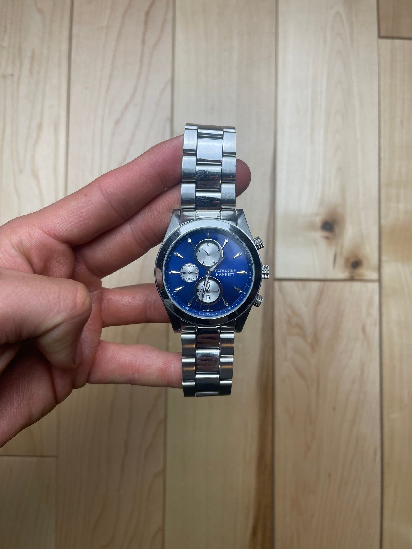 Katharine Hamnett Blue Face Two Tone Silver Watch