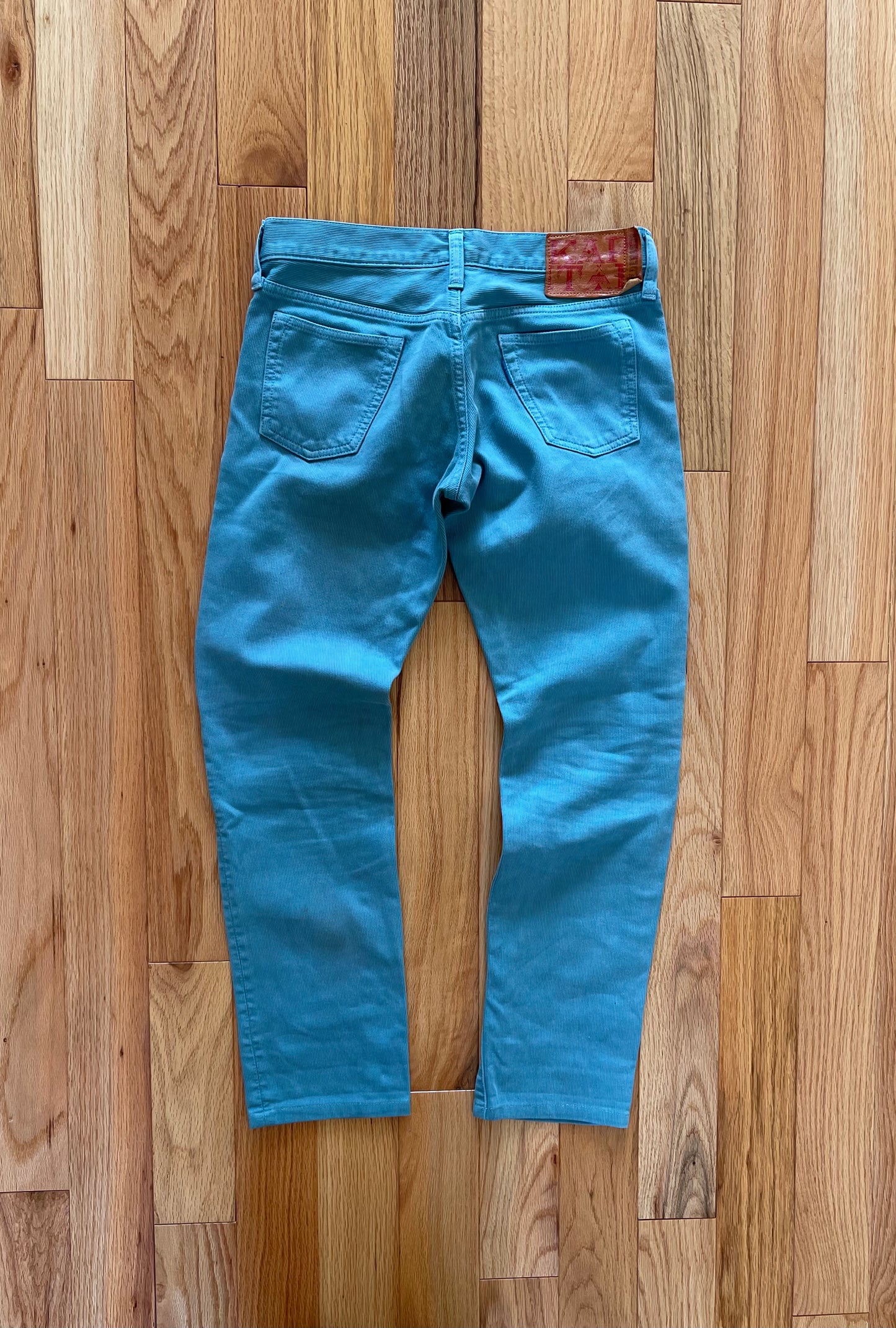 Kapital Teal Blue Corduroy Slim Skinny Cut Pants