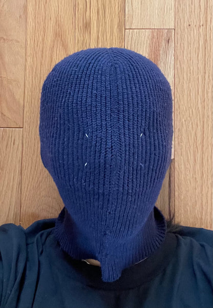 Maison Margiela Navy Blue Wool Knit Ribbed Beanie