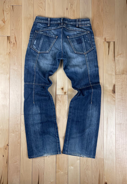 Marithe Francois Girbaud Boot Cut Leather Darted Denim