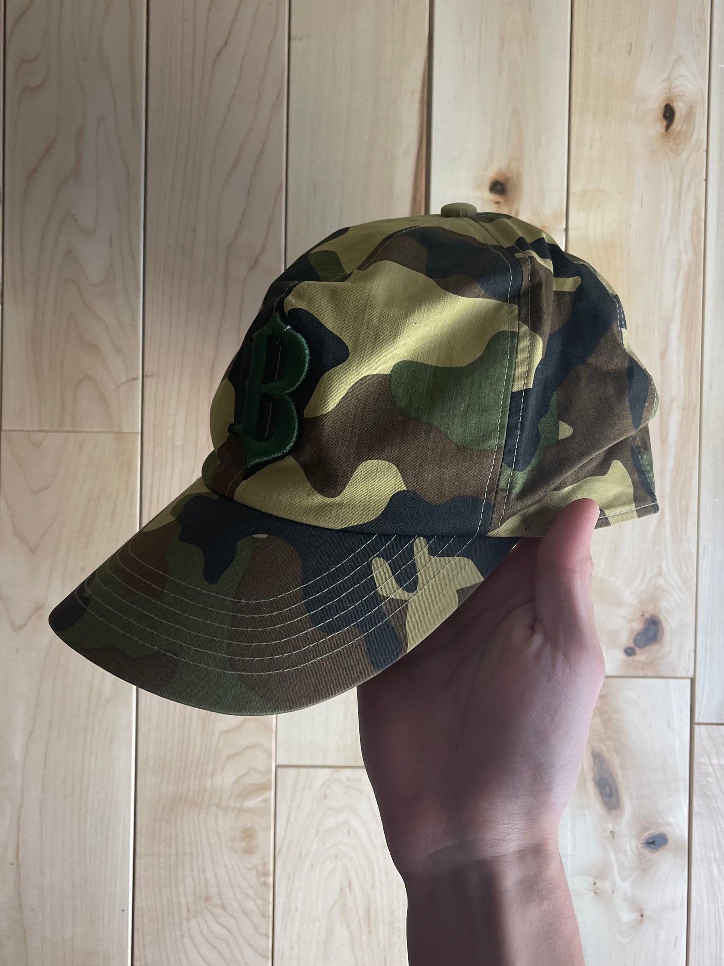 Bape Baseball Logo Green Ape Head Camo Hat