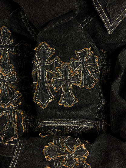 A&G Rock n’ Roll Couture Cross Patch Denim Chore Jacket