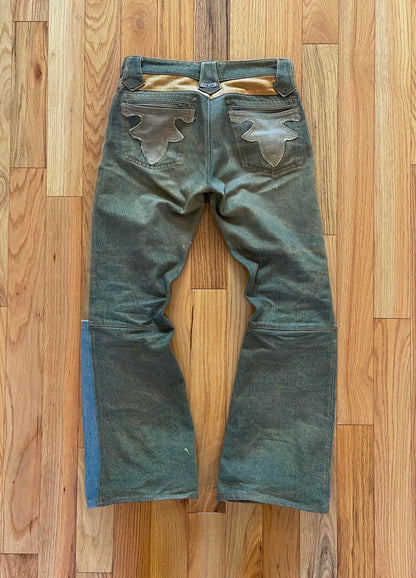 A&G Rock n Roll Couture Patchwork Floury Cross Flared Denim