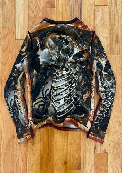 90s Jean Paul Gaultier Skeletal Mesh Long Sleeve Shirt