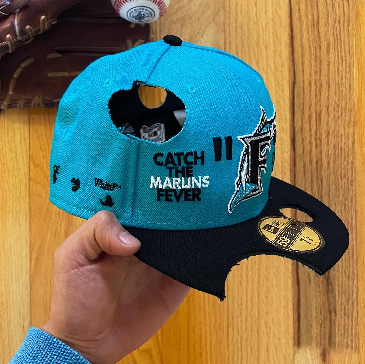 2022 Off White x New Era Miami Marlins MLB Fitted Hat