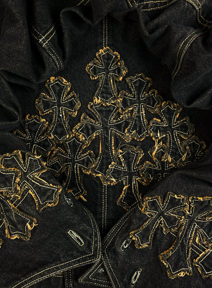 A&G Rock n’ Roll Couture Cross Patch Denim Chore Jacket