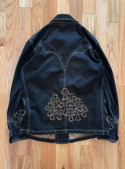 A&G Rock n’ Roll Couture Cross Patch Denim Chore Jacket
