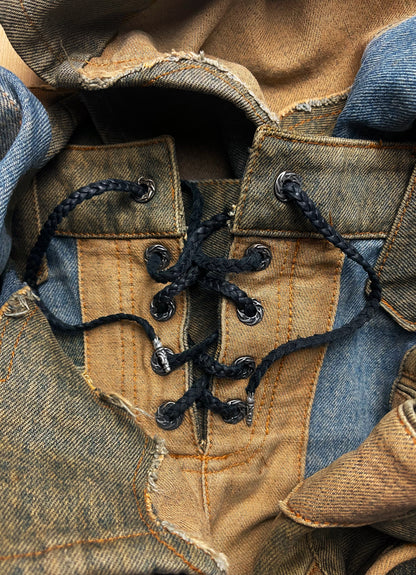 A&G Rock n Roll Couture Patchwork Floury Cross Flared Denim