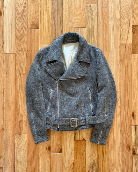 Early 2000s Helmut Lang Herringbone Wool Biker Jacket