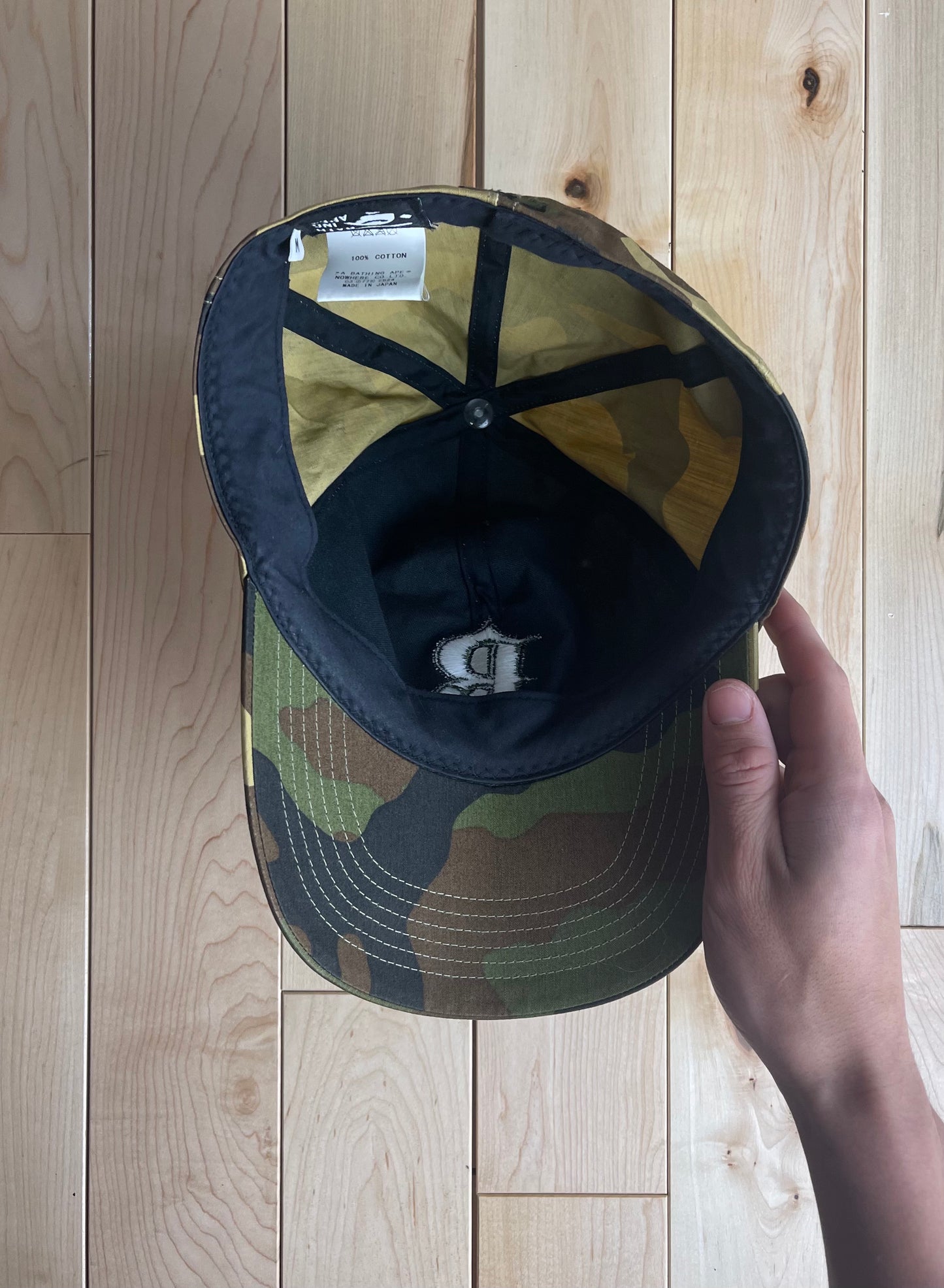 Bape Baseball Logo Green Ape Head Camo Hat