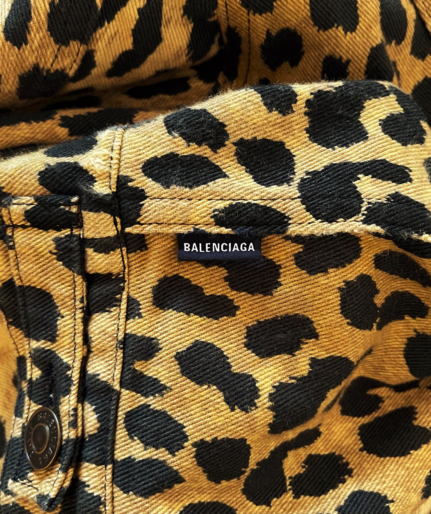 SS2019 Balenciaga Leopard Print Denim Trucker Jacket