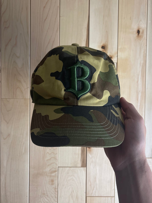 Bape Baseball Logo Green Ape Head Camo Hat