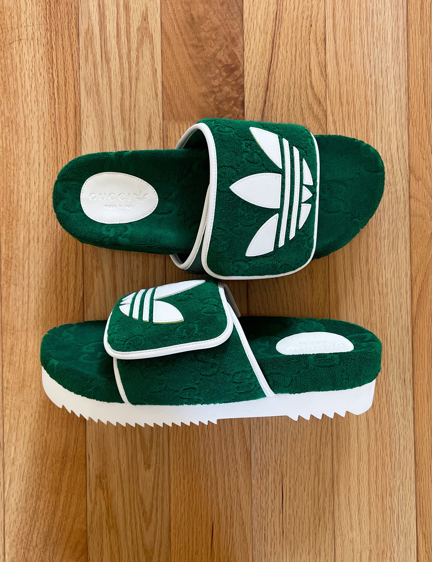 SS2022 Gucci x Adidas GG Monogram Oversized Platform Slides