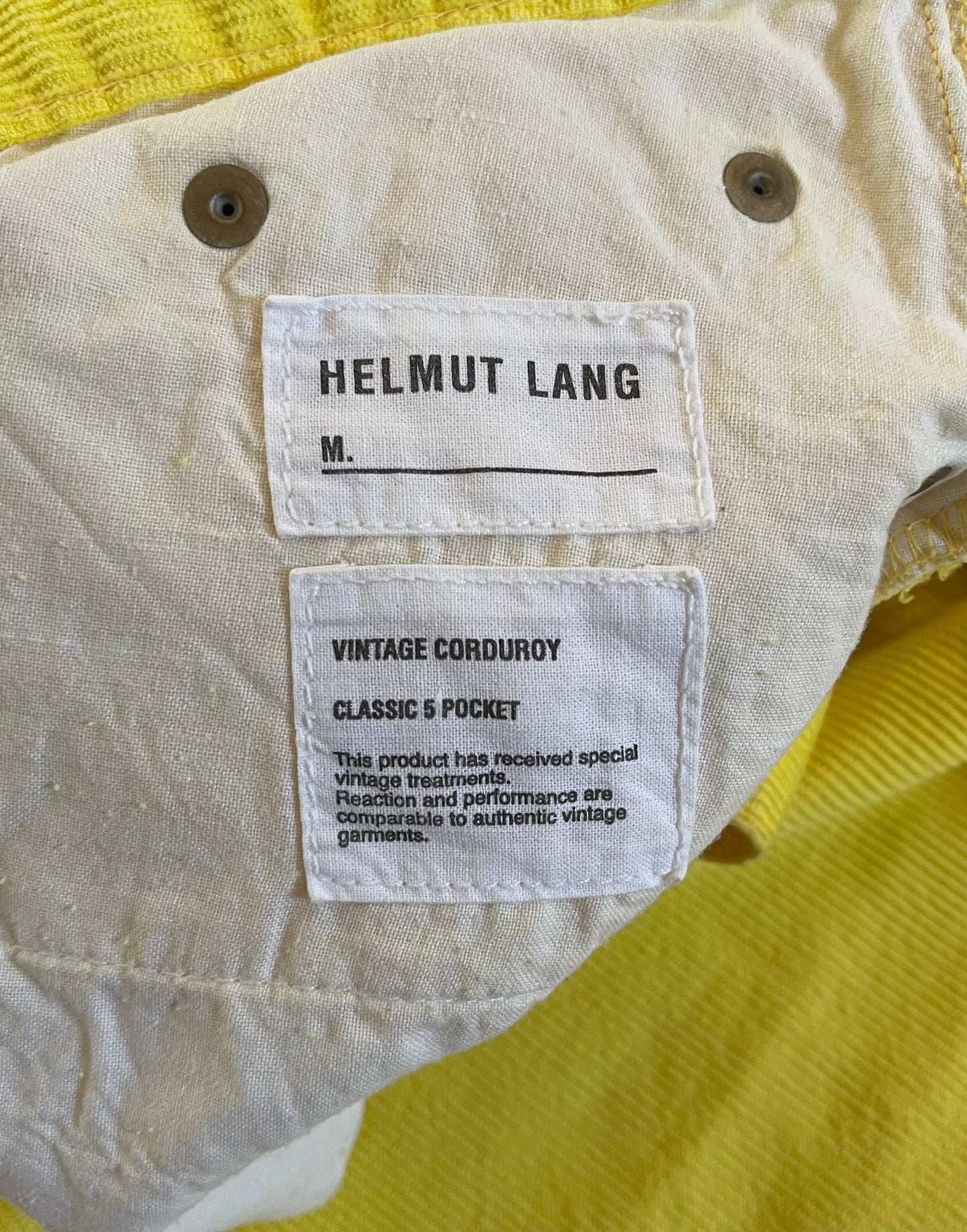 2000 Helmut Lang Neon Yellow Corduroy Pants