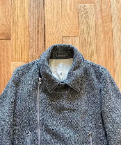Early 2000s Helmut Lang Herringbone Wool Biker Jacket