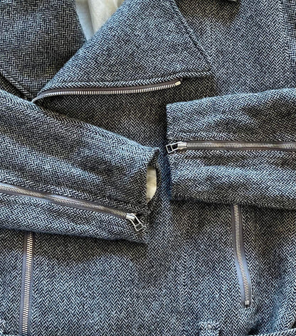 Early 2000s Helmut Lang Herringbone Wool Biker Jacket