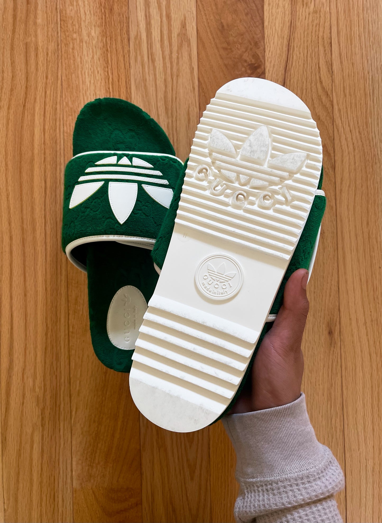 SS2022 Gucci x Adidas GG Monogram Oversized Platform Slides