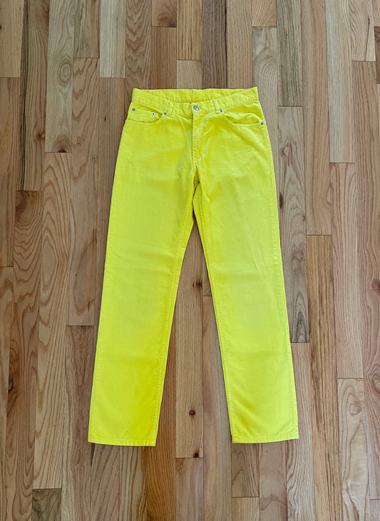 2000 Helmut Lang Neon Yellow Corduroy Pants