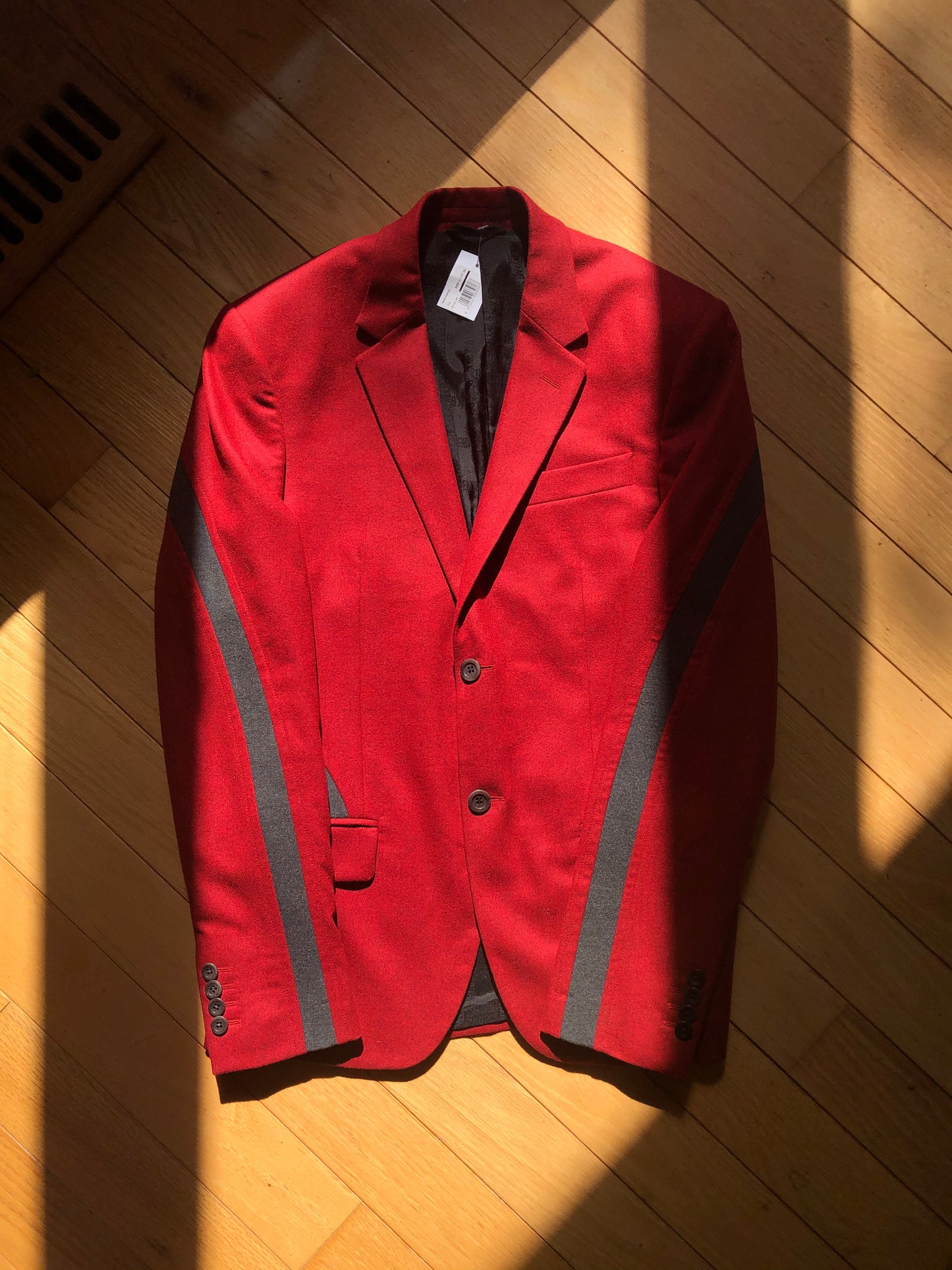 Dirk Bikkembergs Red Pure Wool Striped Blazer