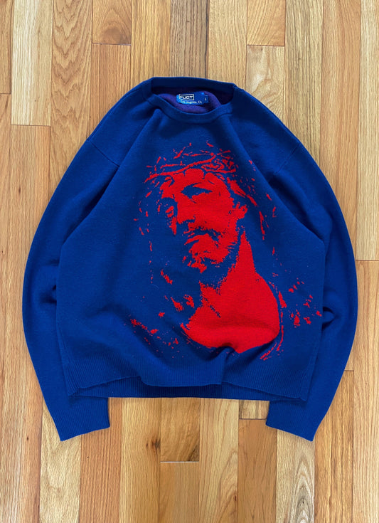 Vintage Fuct Crown Of Thorns Jesus Graphic Knit Sweater