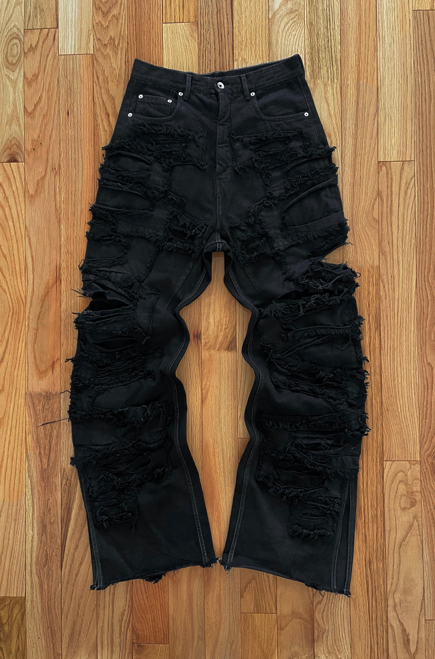 AW2021 Rick Owens Gethesmane Destroyed Wide Cut Denim