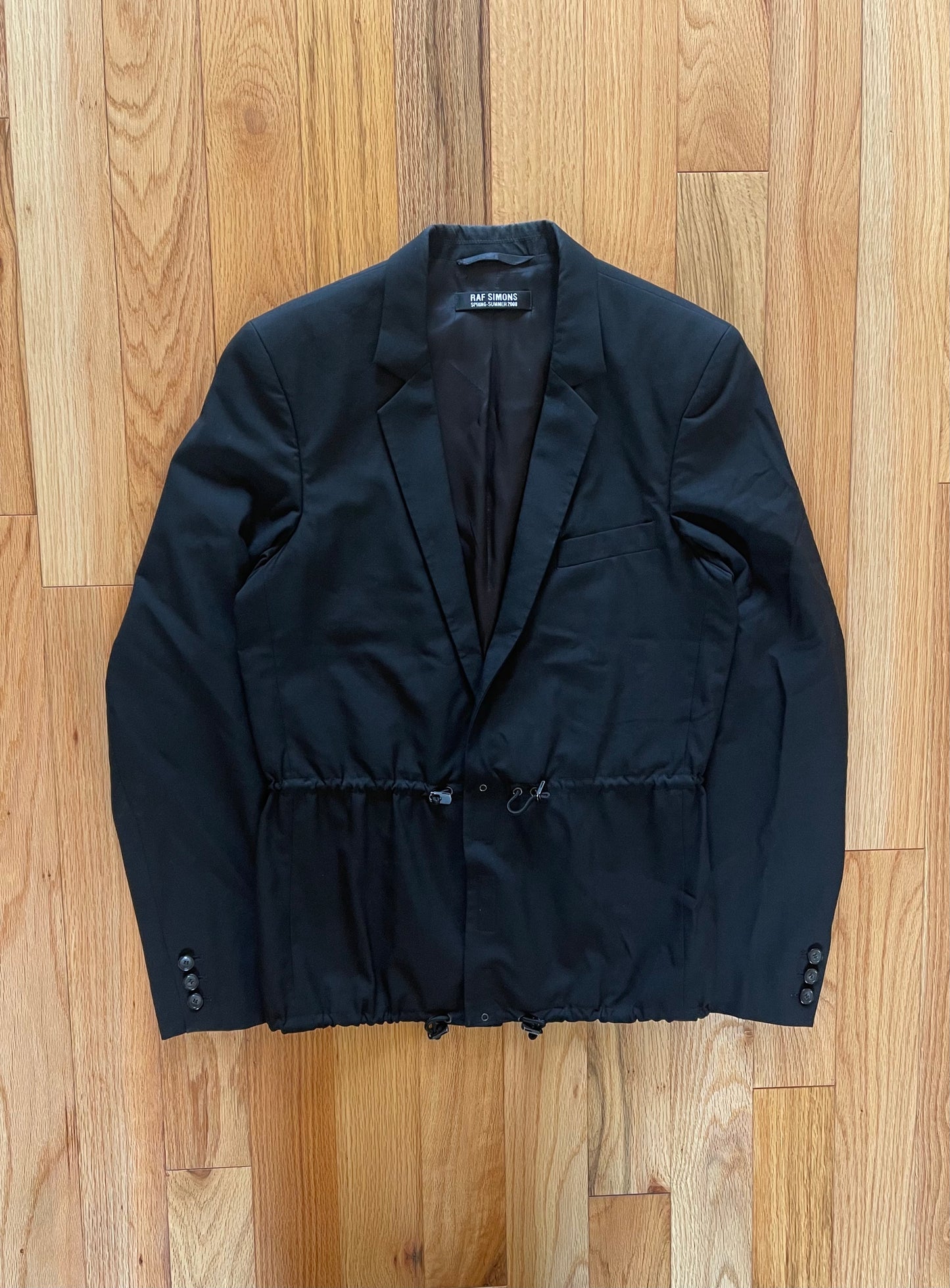 SS2008 Raf Simons Black Bungee Velcro Close Blazer