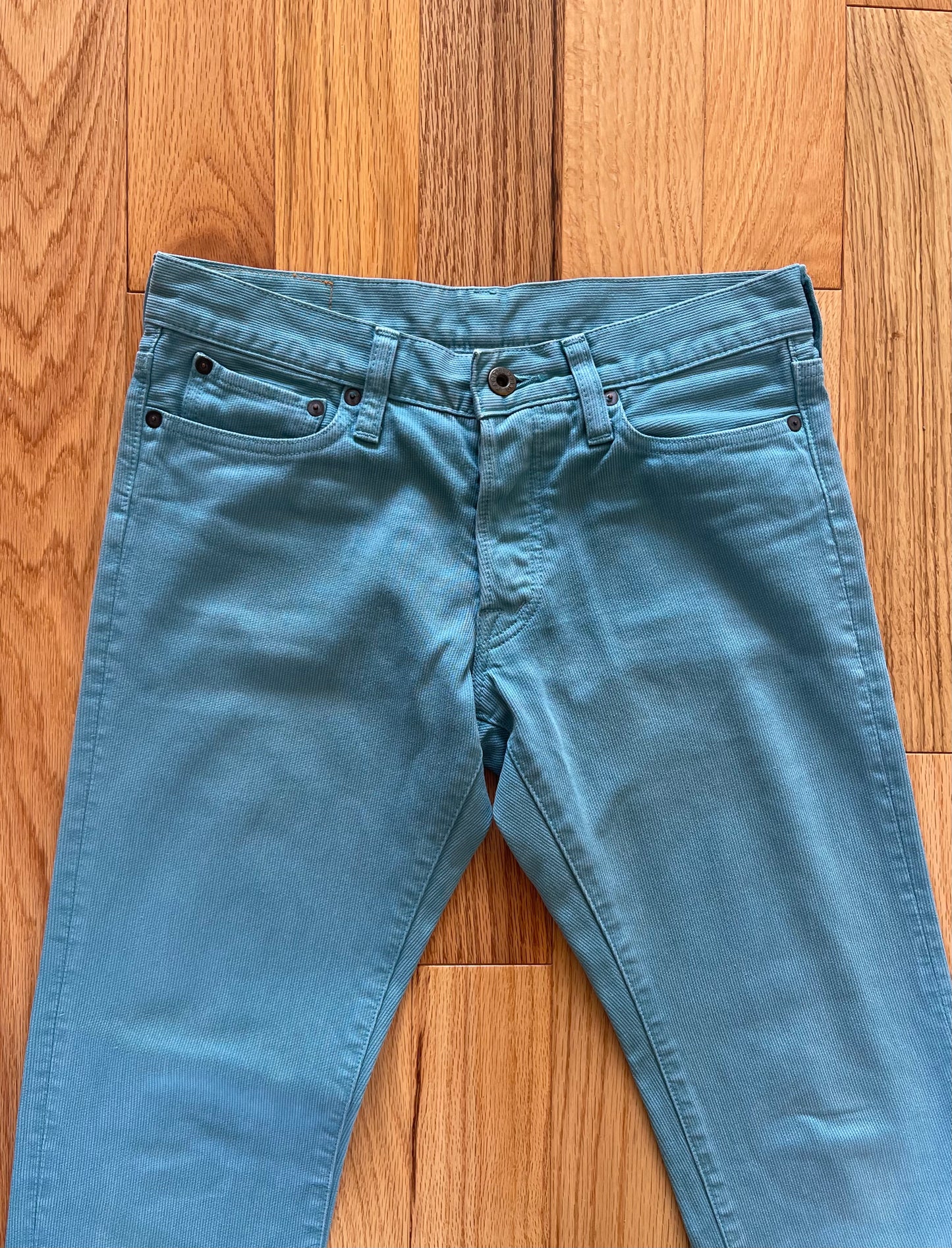 Kapital Teal Blue Corduroy Slim Skinny Cut Pants