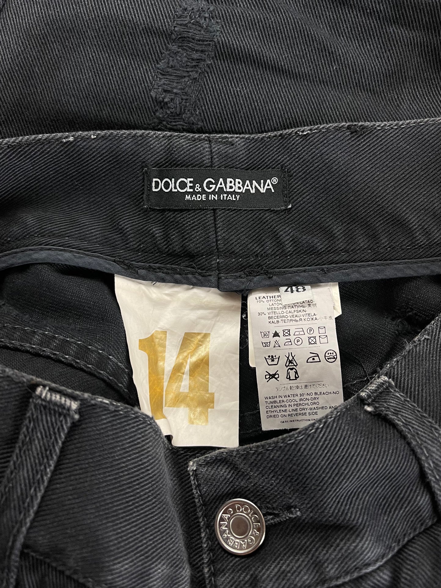 Dolce & Gabbana Washed Black Distressed Denim