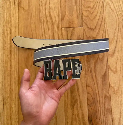 Early 2000s Bape Spell-Out Buckle Leather Belt