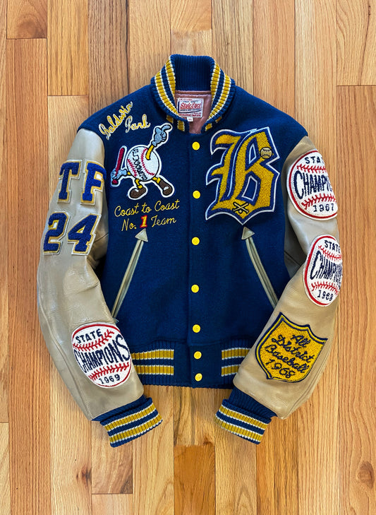 Style Eyes Baldwin Park ‘Sluggers’ Leather Varsity Jacket