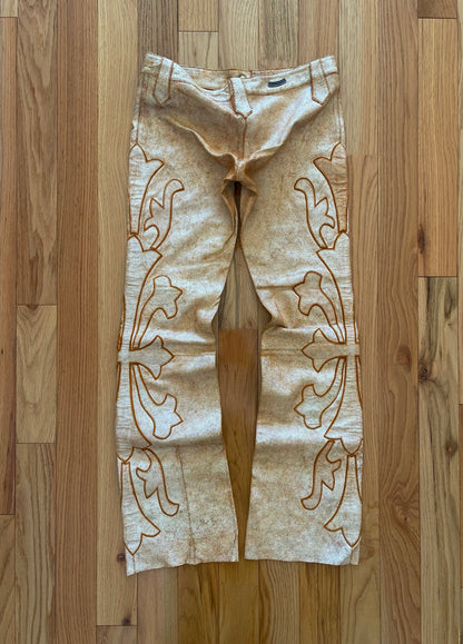 A&G Rock n' Roll Couture Patonce Cross Flared Leather Pants