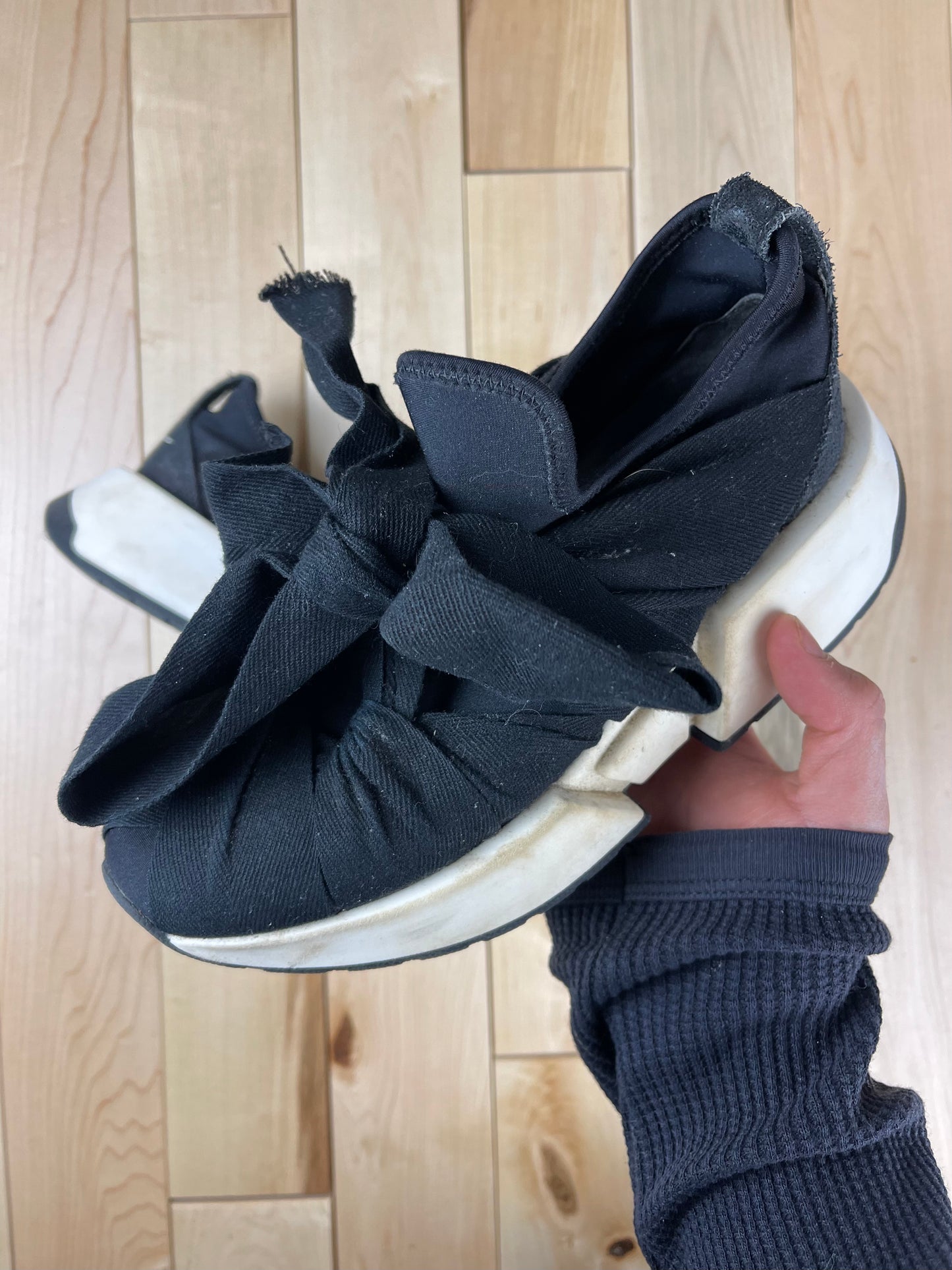 Margiela Lace Ribbon Platform High Top Sneakers