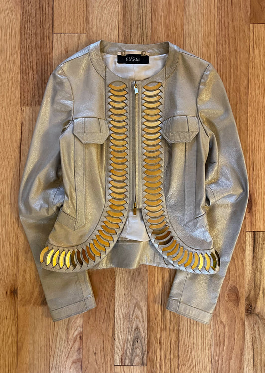 SS2005 Gucci by Alessandra Facchinetti Gold Leather Jacket