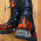 New Rock Flame Leather Concealed Zip Platform Boots
