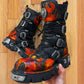 New Rock Flame Leather Concealed Zip Platform Boots