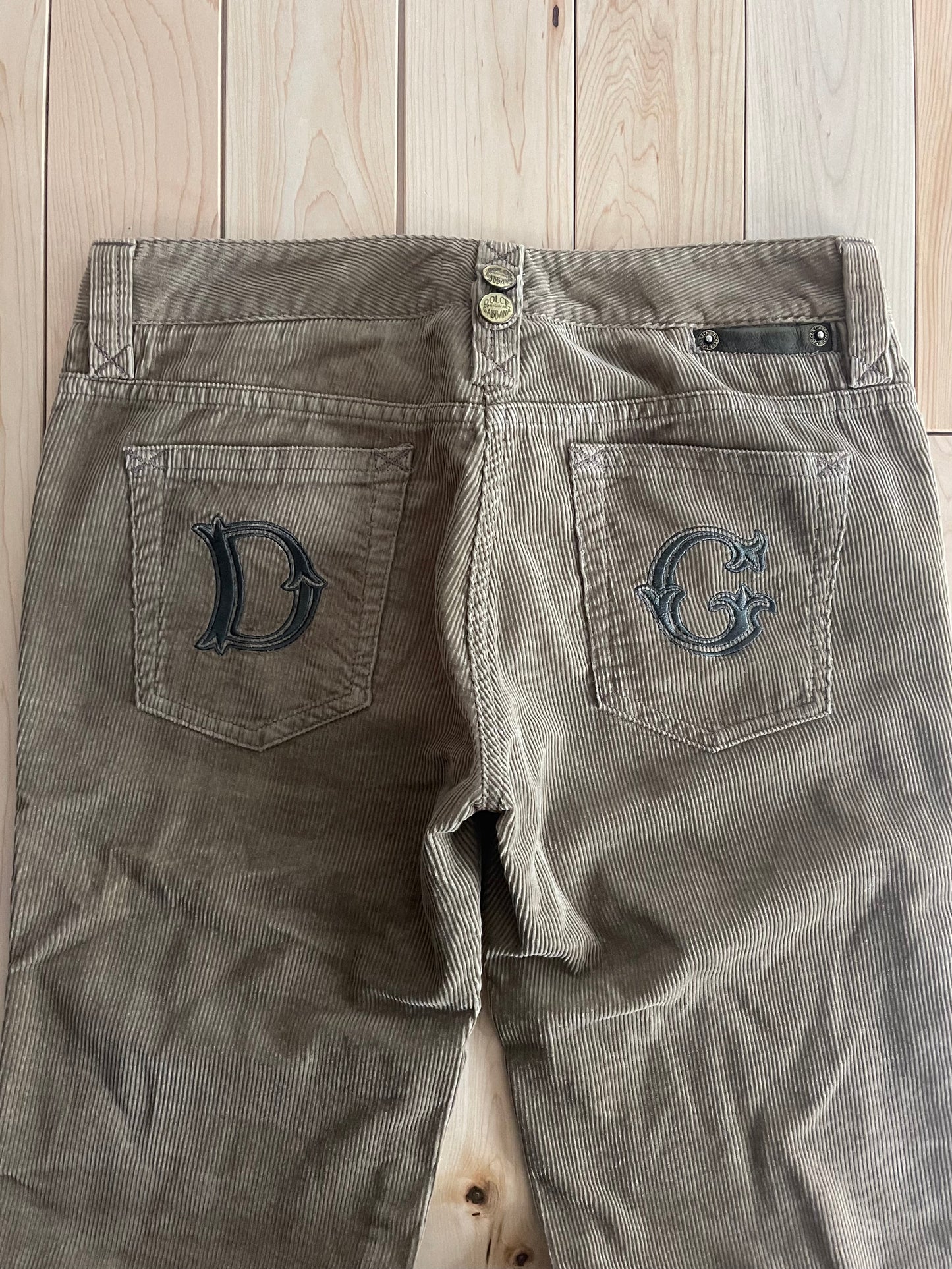 Dolce & Gabbana Flare Cut Corduroy D&G Logo Pants