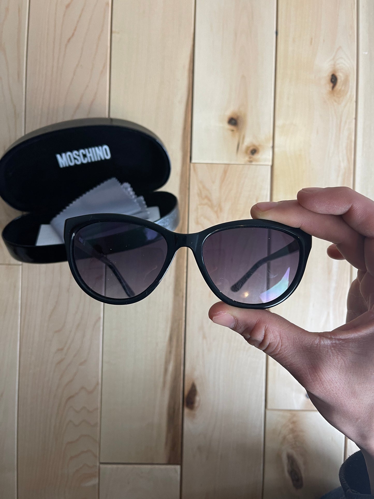Moschino Purple Tinted Cat Eye Oval Sunglasses