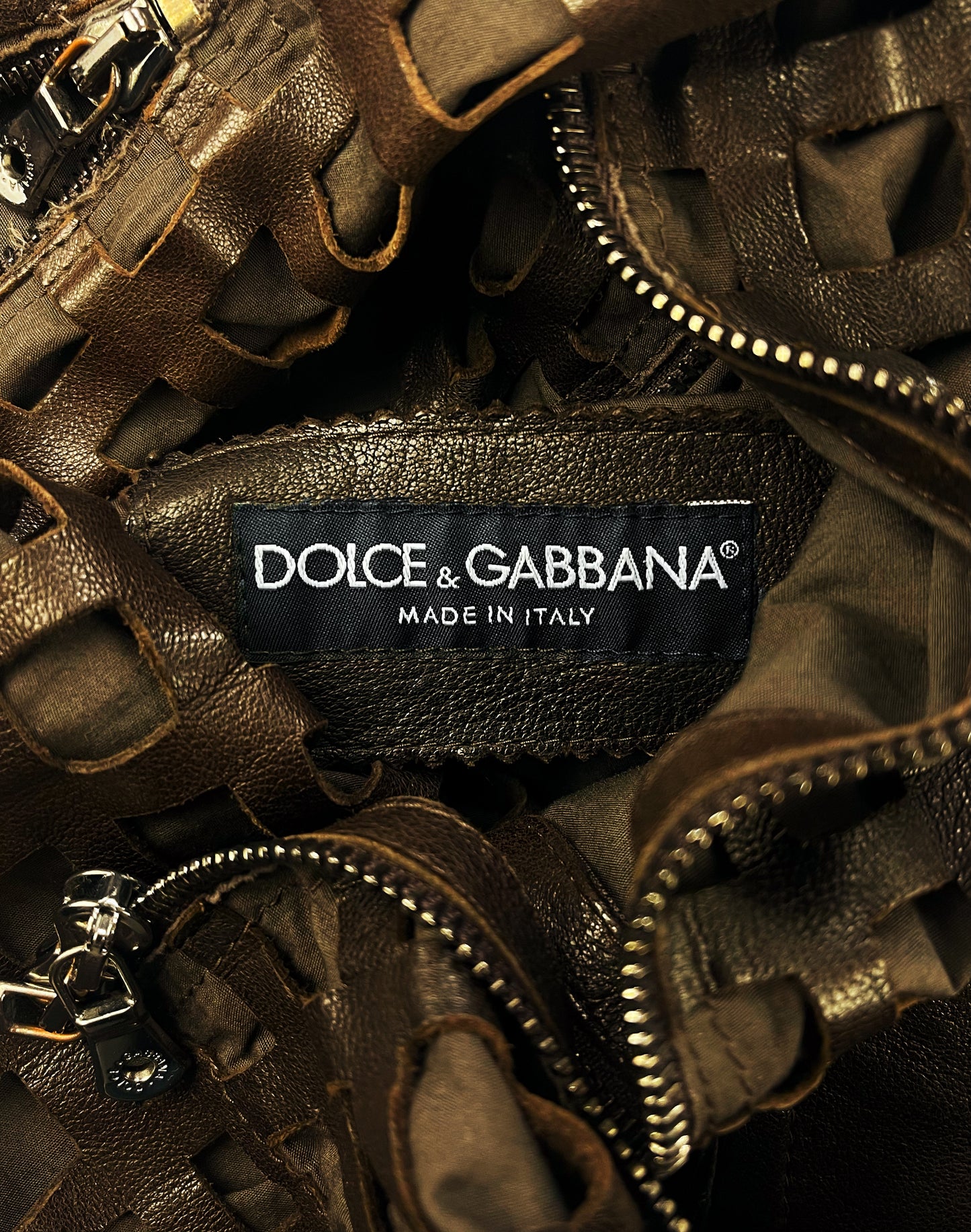 AW2007 Dolce & Gabbana Perforated Lambskin Leather Jacket