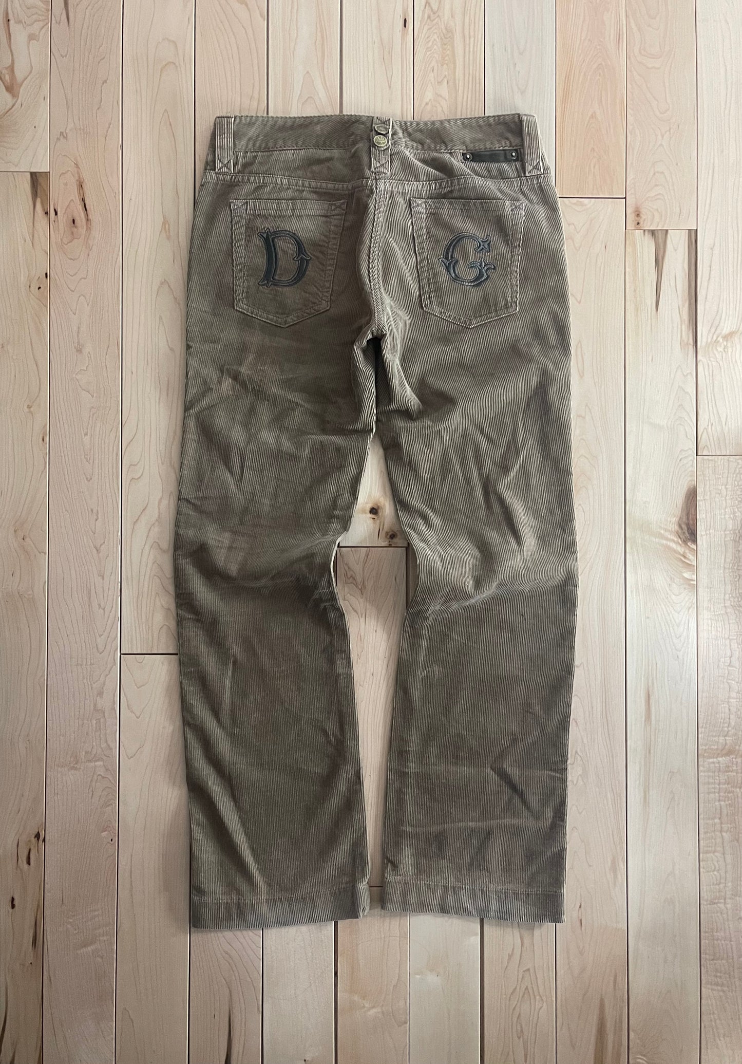 Dolce & Gabbana Flare Cut Corduroy D&G Logo Pants